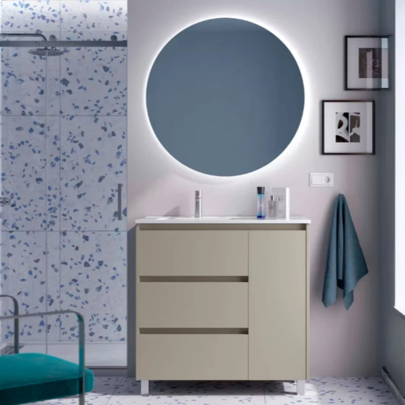 Conjunto mueble de baño Noja Salgar Con Patas y 3 cajones + Espejo