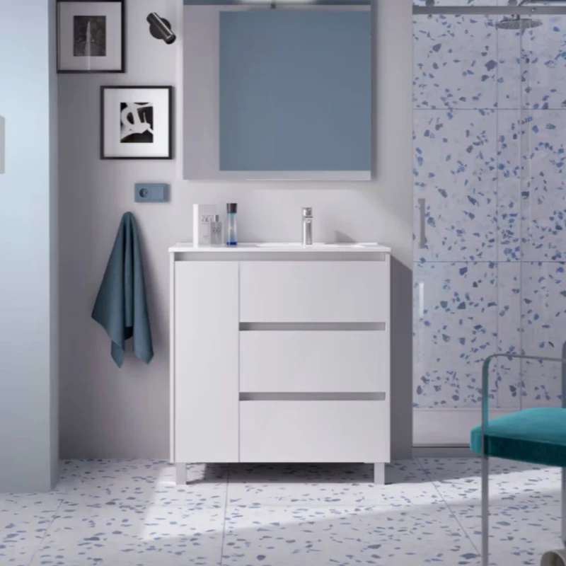 Conjunto mueble de baño Noja Salgar Con Patas y 3 cajones + Espejo