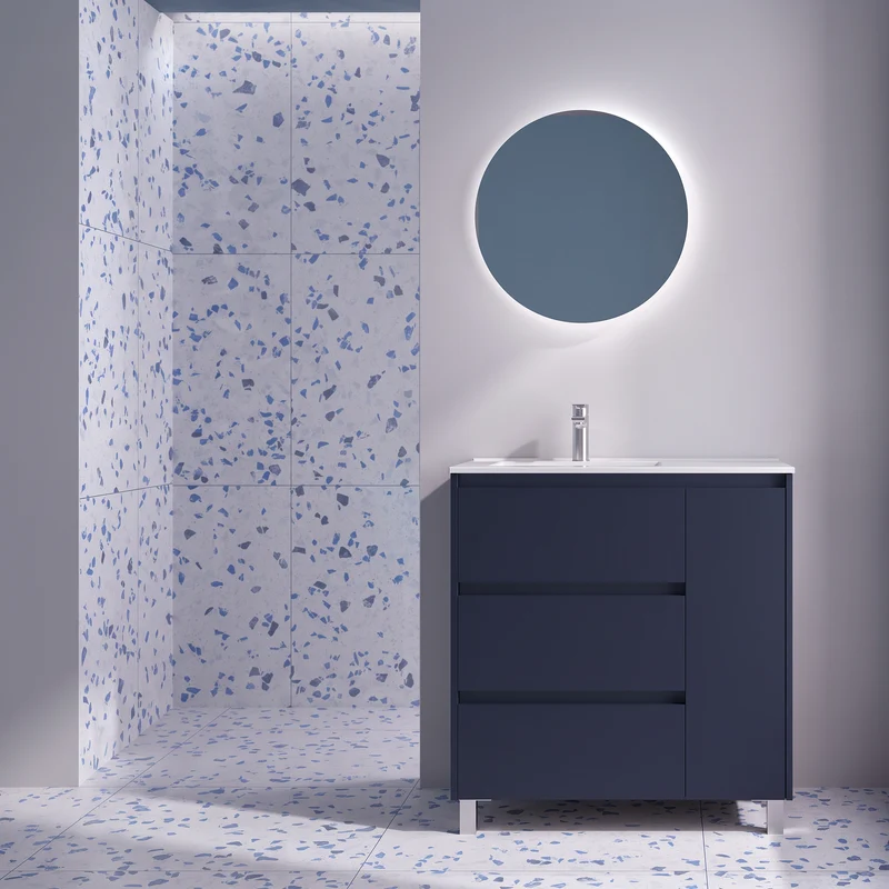 Conjunto mueble de baño Noja Salgar Con Patas y 3 cajones + Espejo