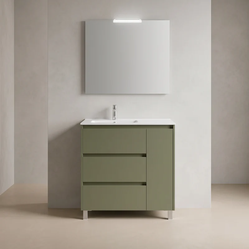 Conjunto mueble de baño Noja Salgar Con Patas y 3 cajones + Espejo
