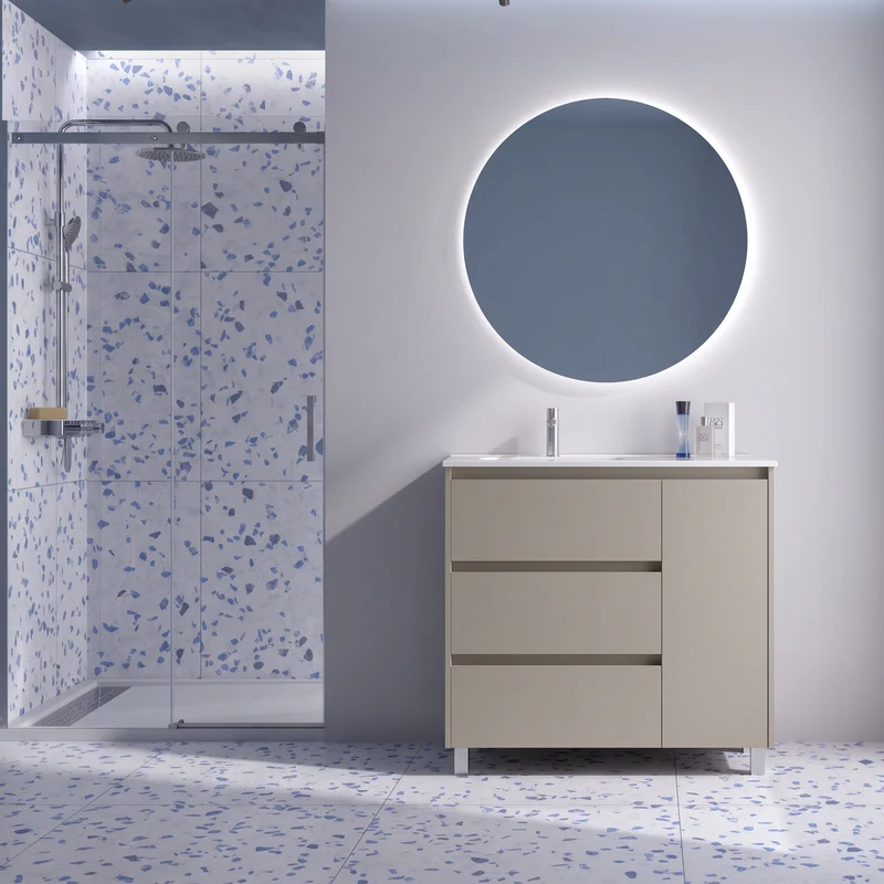 Conjunto mueble de baño Noja Salgar Con Patas y 3 cajones + Espejo