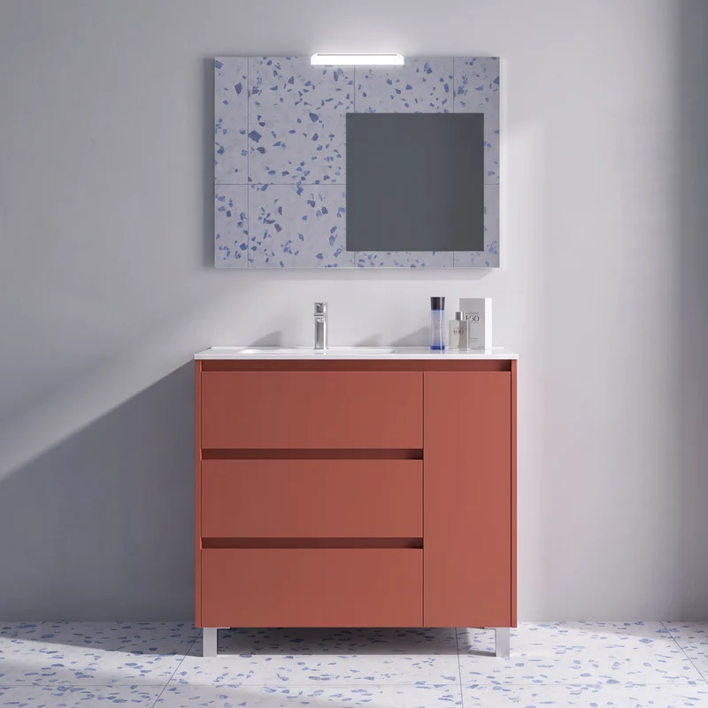 Conjunto mueble de baño Noja Salgar Con Patas y 3 cajones + Espejo