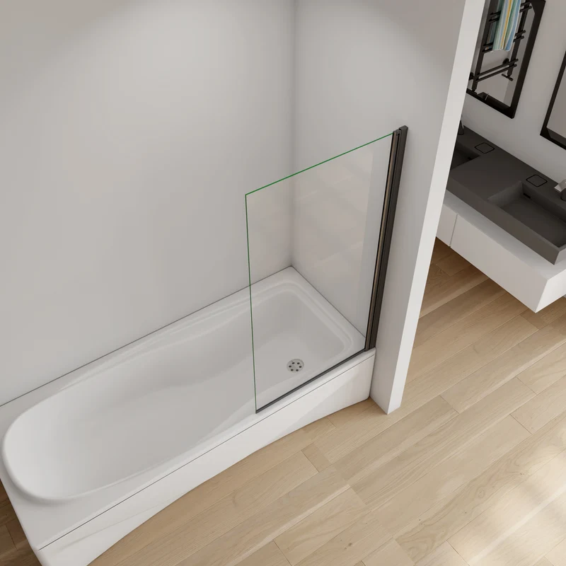 Mampara Bañera con perfil negro mate 1 Hoja Pivotante Cristal 6mm 80x140cm