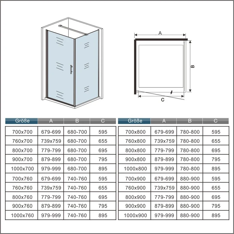 Mamparas Puerta Giratoria + Panel Fijo 6mm Pantalla de Ducha para Baño