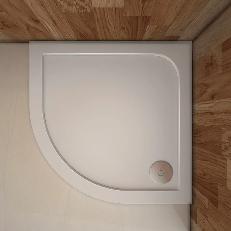 Plato de ducha Resina Blanco, Extraplano, Semicircular 90x90cm