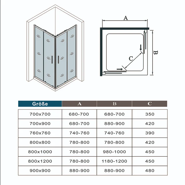Mamparas Angular Doble Puertas Correderas Gris Mate Cristal 5mm para Ducha