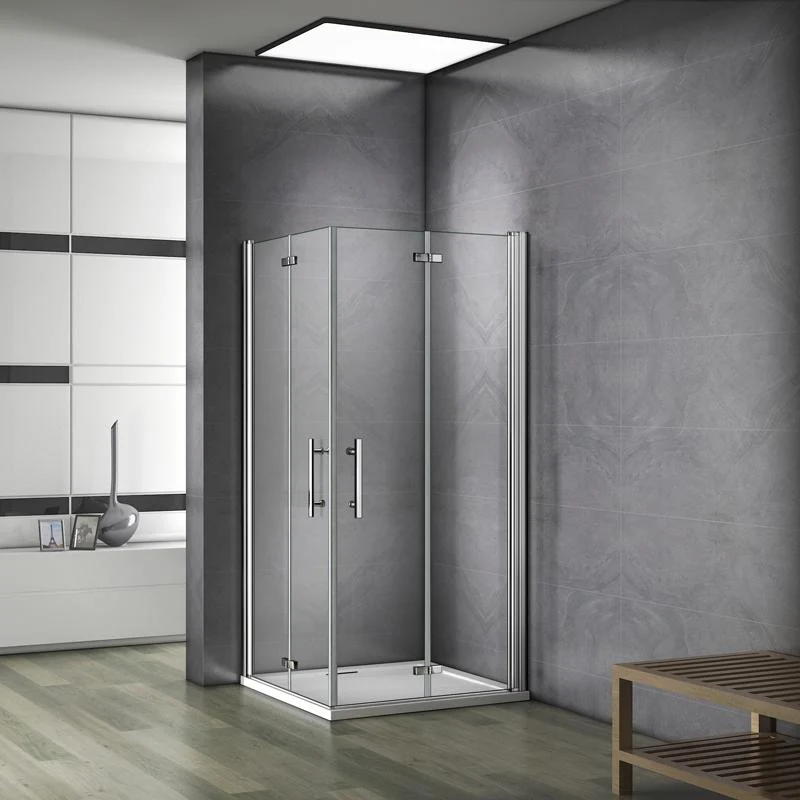 Mamparas Ducha Angular Doble Puerta Plegable 6mm Antical + Plato de Ducha