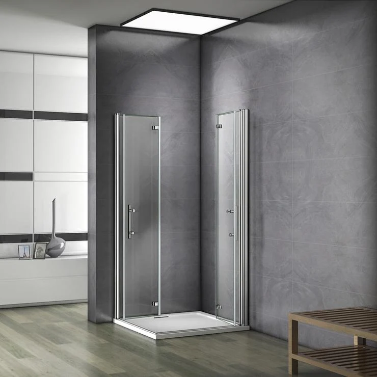 Mamparas Ducha Angular Doble Puerta Plegable 6mm Antical + Plato de Ducha