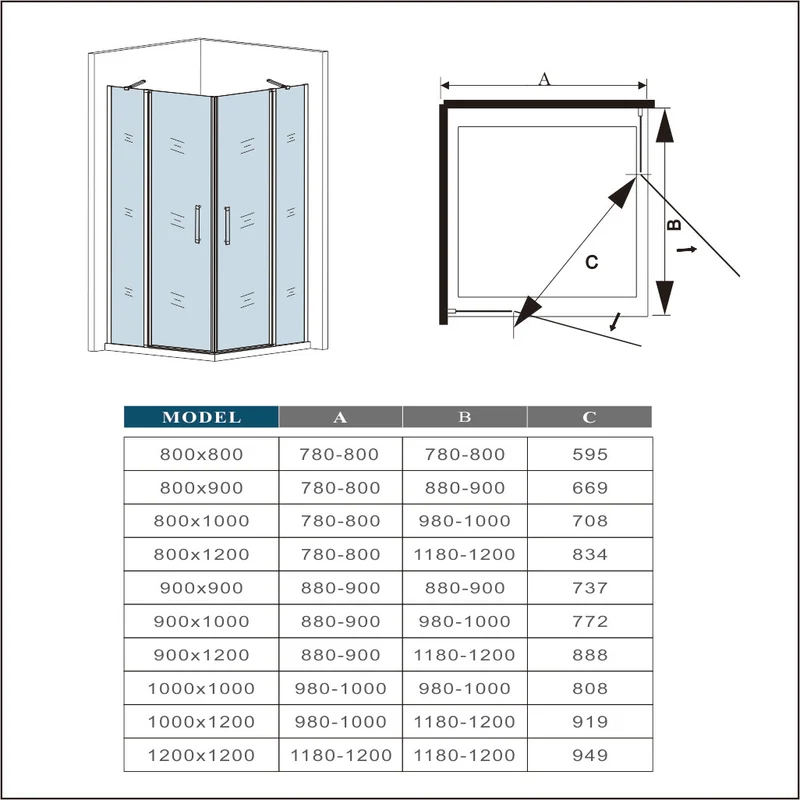 Mamparas Cabina de Ducha Esquina con acceso Angular Doble Puerta Abatible Perfil Gris mate Cristal Templado 5mm
