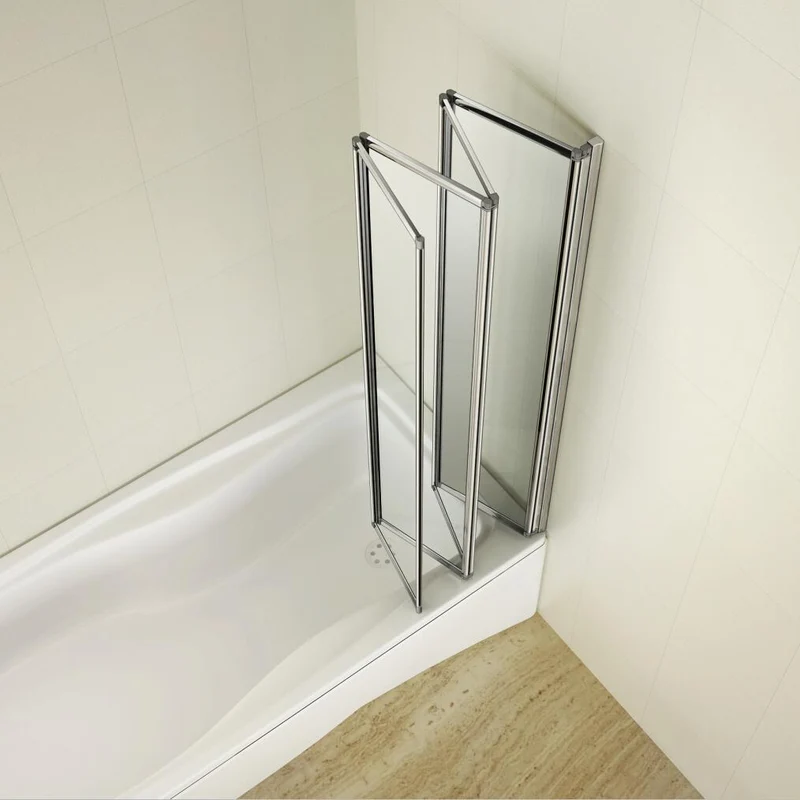 Mamparas de Bañera Biombo Plegable Cristal 4mm Gris Mate - 4 cristale plegable