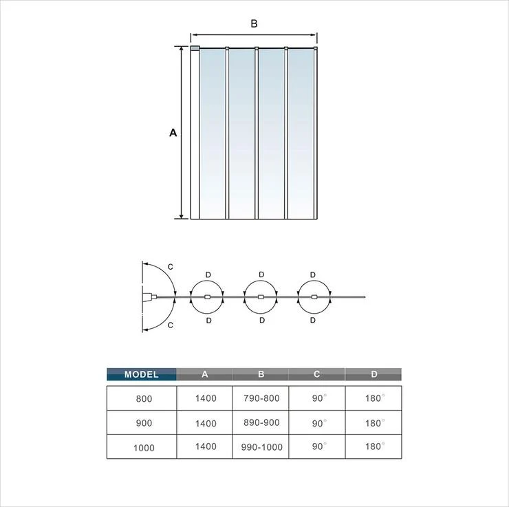 Mamparas de Bañera Biombo Plegable Cristal 4mm Gris Mate - 4 cristale plegable