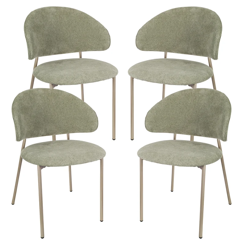Juego de 2/4/6 sillas de comedor Lipis textil metal 77x53x56 cm - Verde [en.casa]
