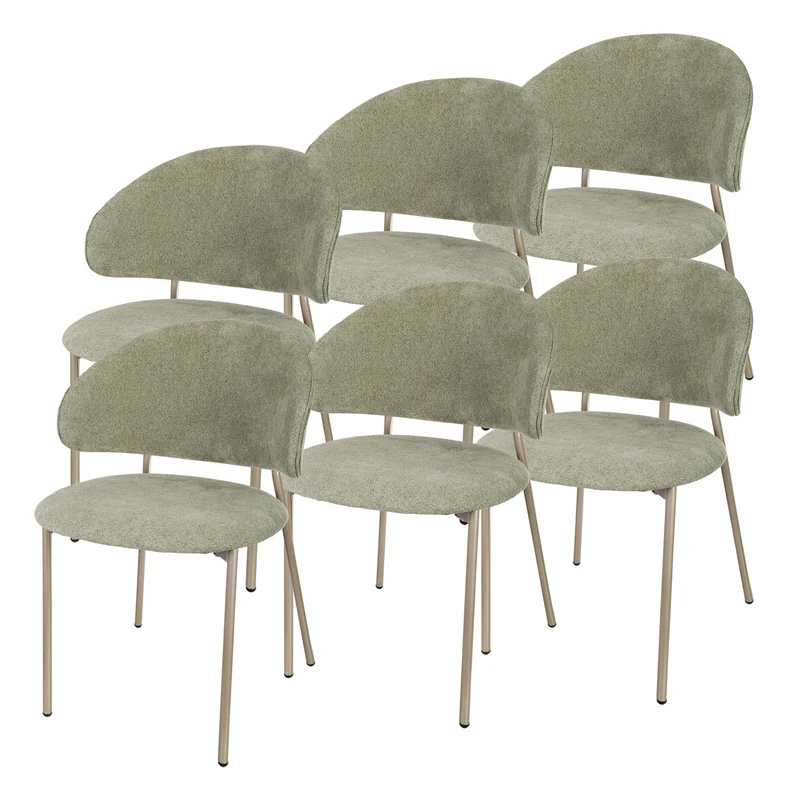 Juego de 2/4/6 sillas de comedor Lipis textil metal 77x53x56 cm - Verde [en.casa]