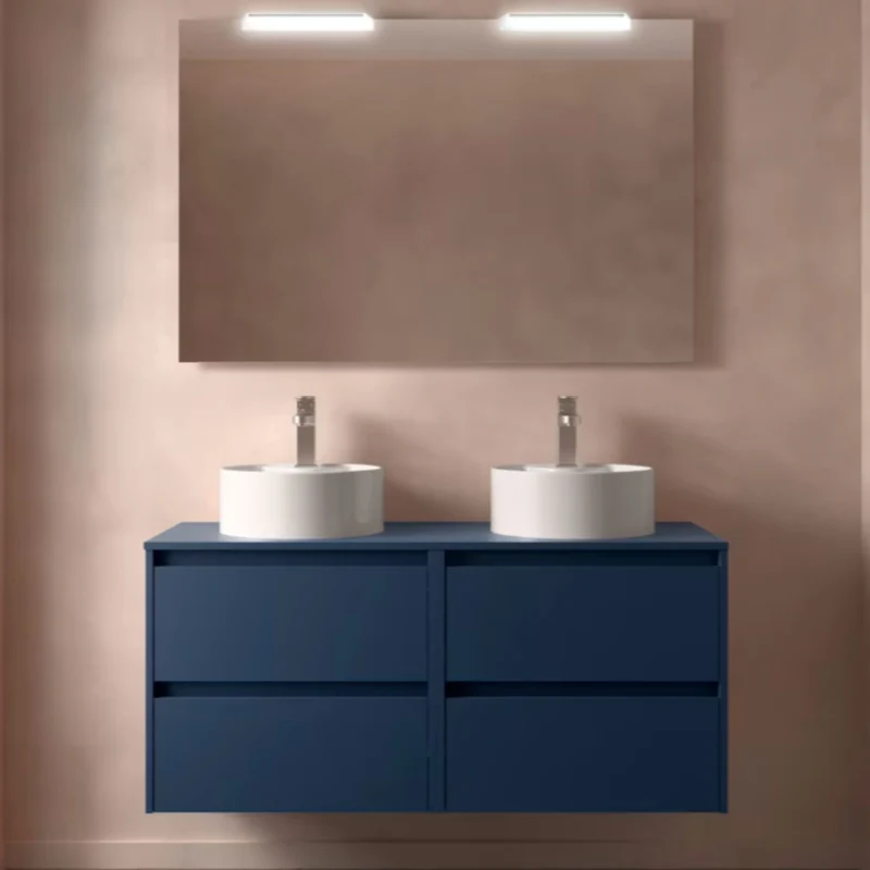 Conjunto mueble de baño con encimera de madera Noja Salgar Incrustado