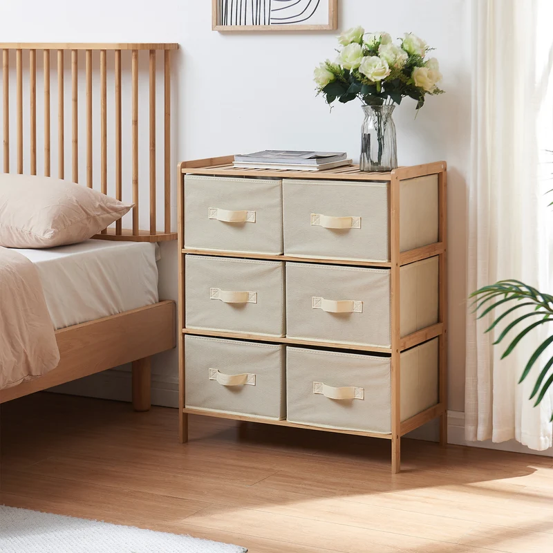 Cómoda Maldon con cajones de tela Natural/Beige [en.casa]