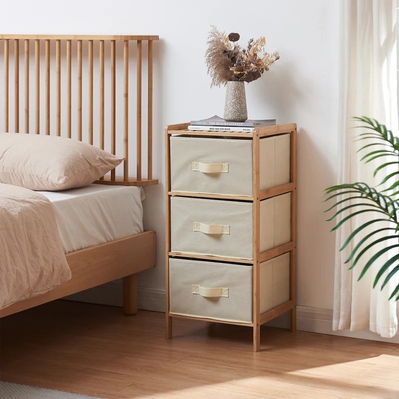 Cómoda Maldon con cajones de tela Natural/Beige [en.casa]
