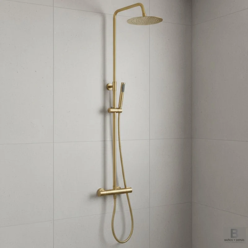 Columna de ducha Ergos Termostática Oro cepillado