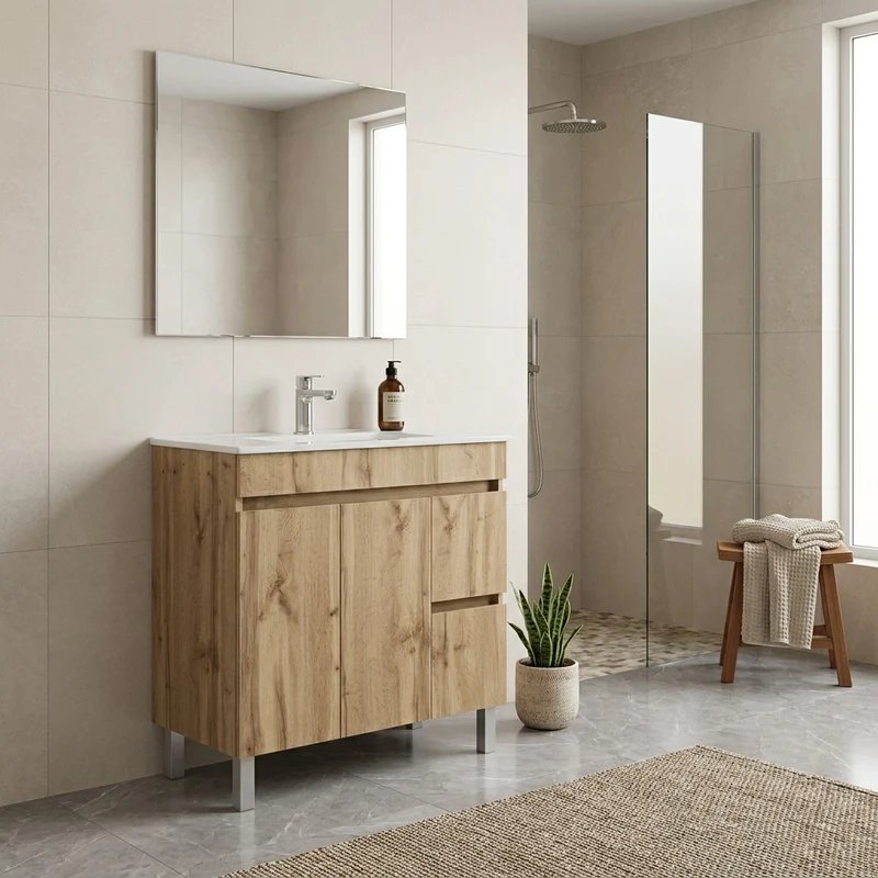 Conjunto mueble de baño con lavabo Planus con patas