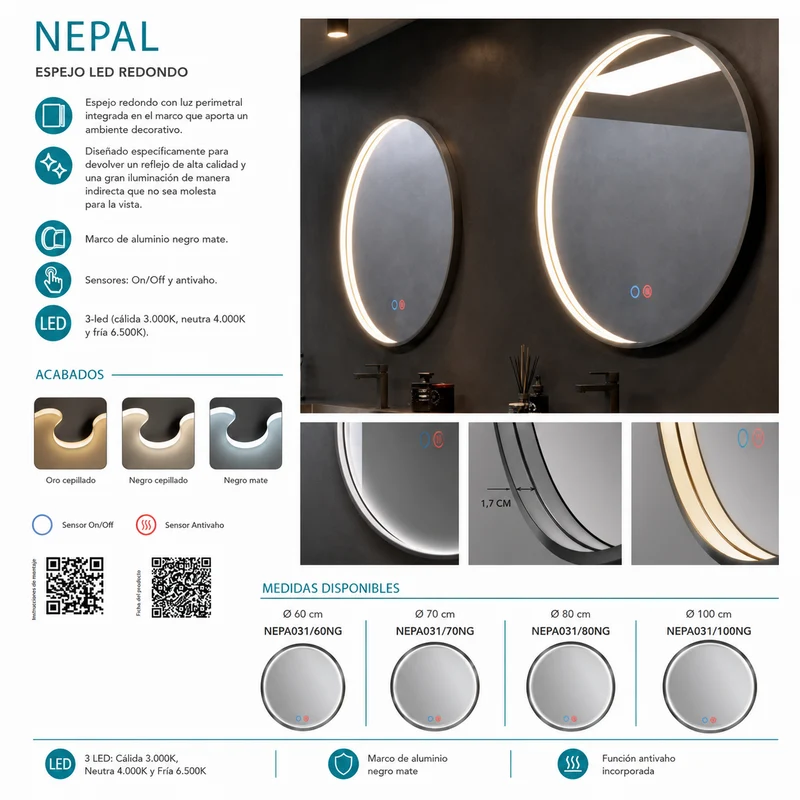 Espejo Circular Nepal Ledimex