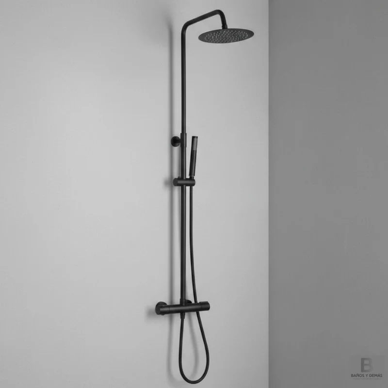 Columna de ducha Ergos Termostática Negro Mate