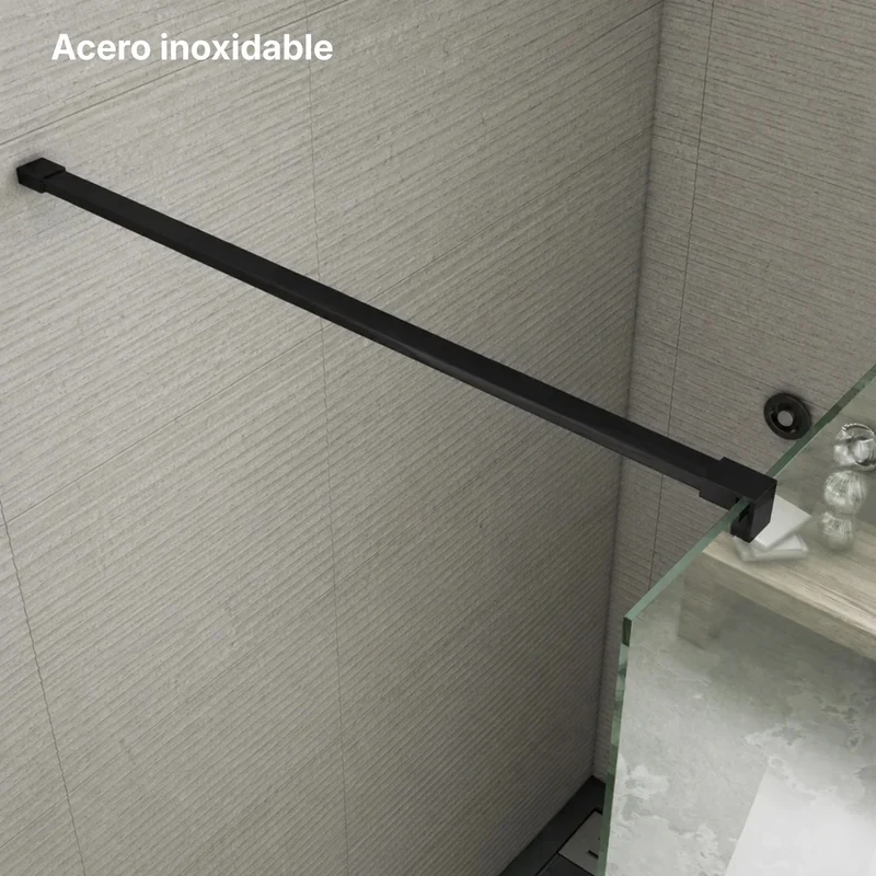 Mampara de Ducha Fija Walk-In Negra Cristal 8 mm