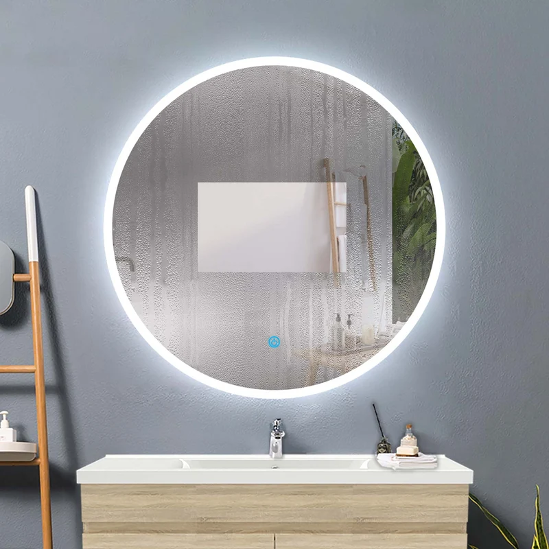 Aica Espejo redondo de baño LED 90/100/120cm,antivaho,interruptor táctil