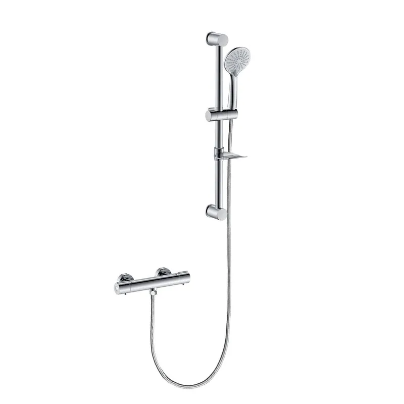 Columna de ducha barra redondo cromado Aica Sanitarios con ducha de mano, estante de jabón para baño y bañera