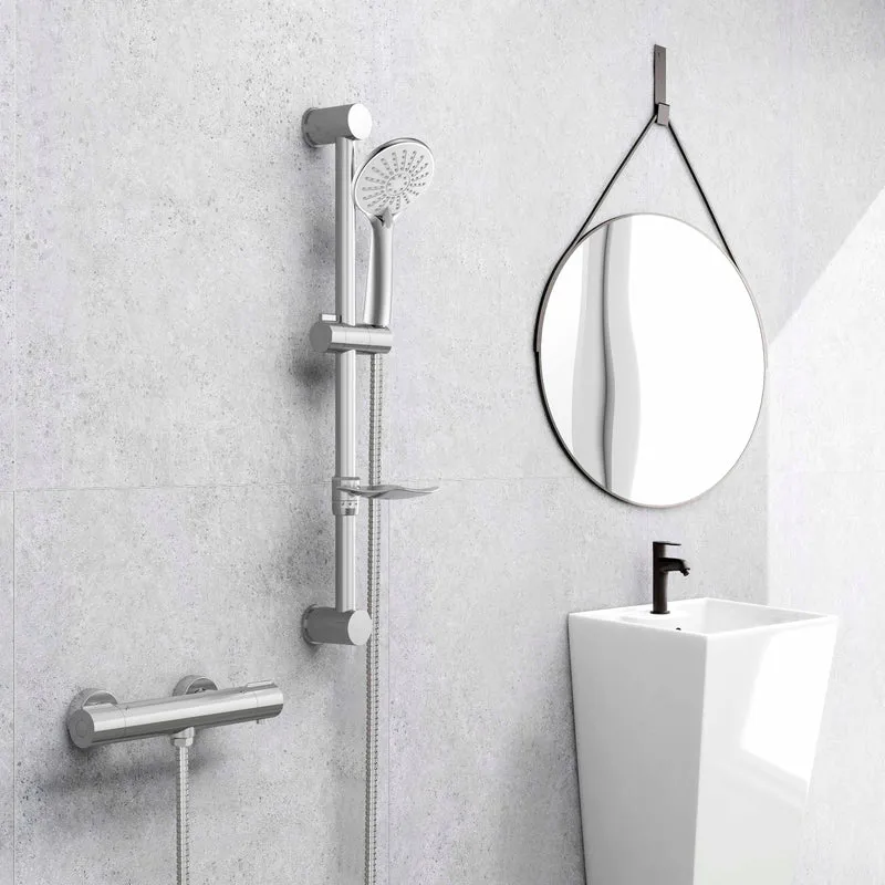 Columna de ducha barra redondo cromado Aica Sanitarios con ducha de mano, estante de jabón para baño y bañera