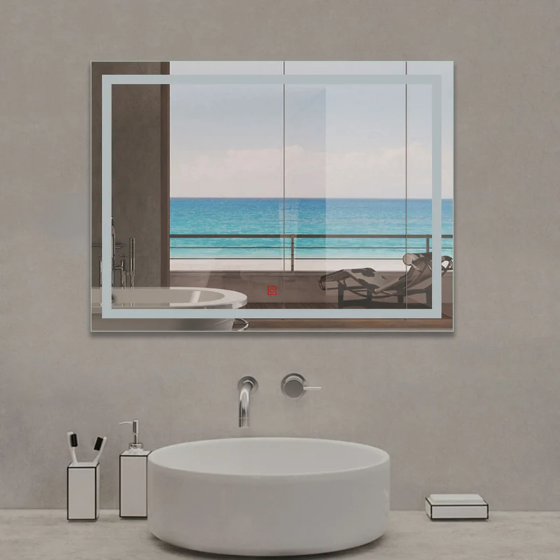 Espejo de Baño con Iluminación LED(Brillo LED Envolvente) Espejo de Pared con Interruptor Táctil ,Antiniebla,Luz cálida 3800k
