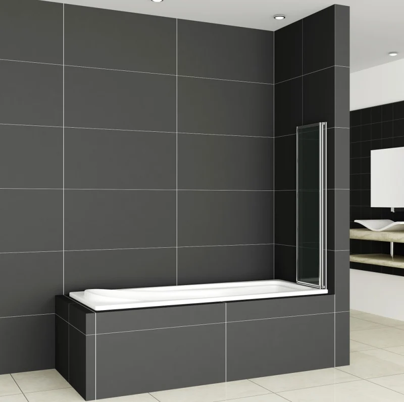 liquidacion Mamparas Bañera Tina Pantalla Cristal 4mm Biombo 2 veces Plegable vidrio templado Baño Ducha 120x140cm