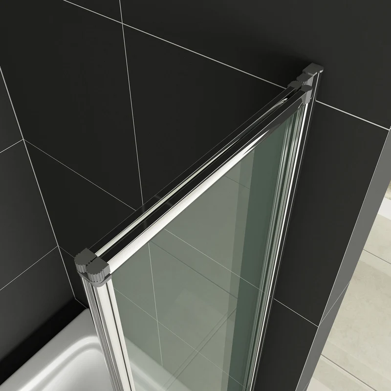 liquidacion Mamparas Bañera Tina Pantalla Cristal 4mm Biombo 2 veces Plegable vidrio templado Baño Ducha 120x140cm
