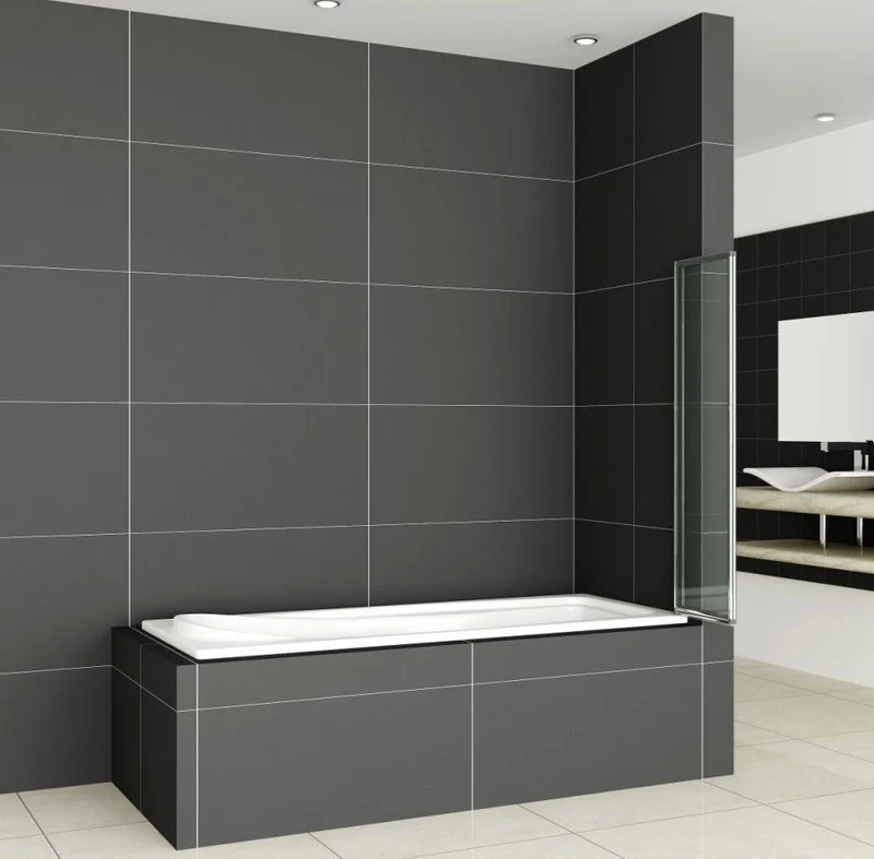 liquidacion Mamparas Bañera Tina Pantalla Cristal 4mm Biombo 2 veces Plegable vidrio templado Baño Ducha 120x140cm