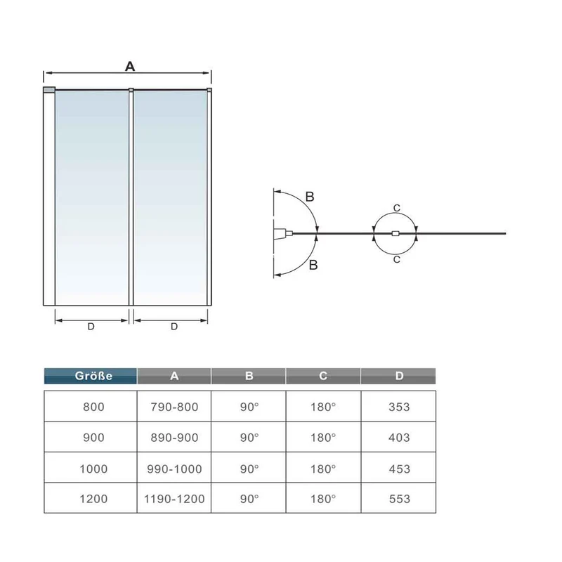liquidacion Mamparas Bañera Tina Pantalla Cristal 4mm Biombo 2 veces Plegable vidrio templado Baño Ducha 120x140cm