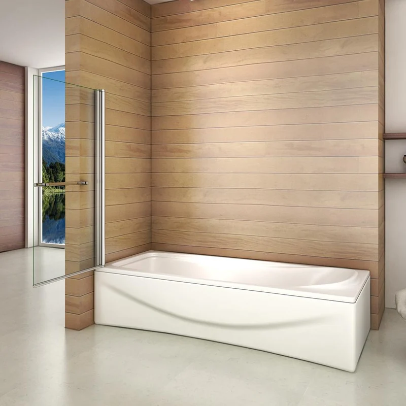 Mampara Bañera Abatible Giratorio 180° Cristal Templado 6MM Antical 80x140cm