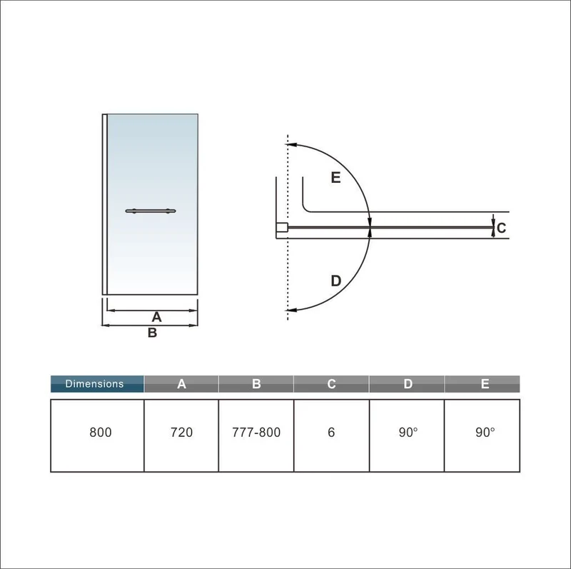 Mampara Bañera Abatible Giratorio 180° Cristal Templado 6MM Antical 80x140cm