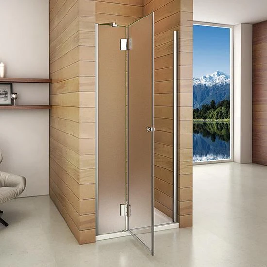 liquidacion Mampara Pantalla de ducha cristal opaco angular de bisagra 8mm con tratamiento antica