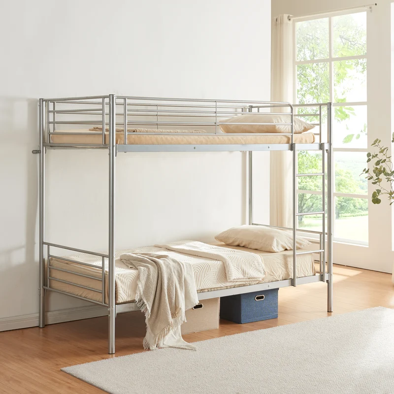 Litera de metal Soppsar 208,5x97x165 cm Plata [en.casa]