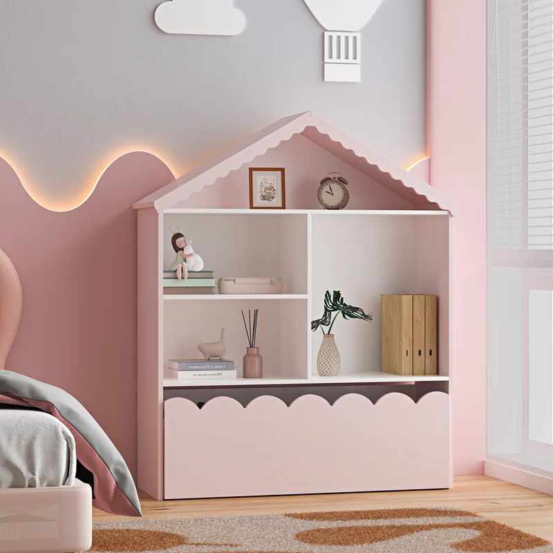 Estantería para niños Vestnes 114x91x30 cm Cotton Candy/Blanco [en.casa]