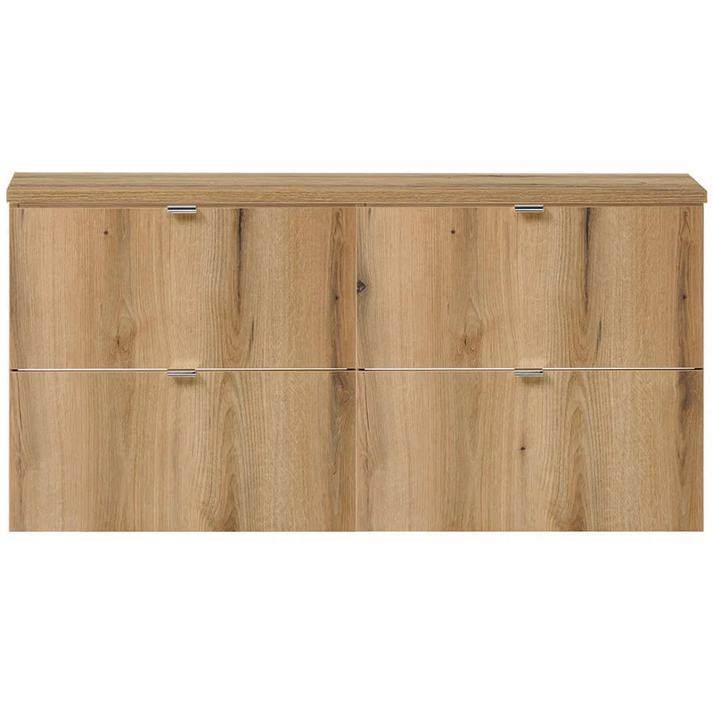Lavabo doble Skelbolu con 4 cajones en aspecto roble [en.casa]