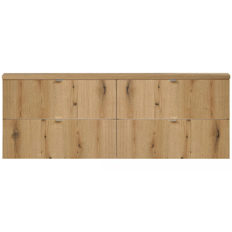 Lavabo doble Skelbolu con 4 cajones en aspecto roble [en.casa]