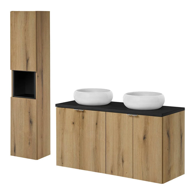 Lavabo Skelbolu con armario alto [en.casa]