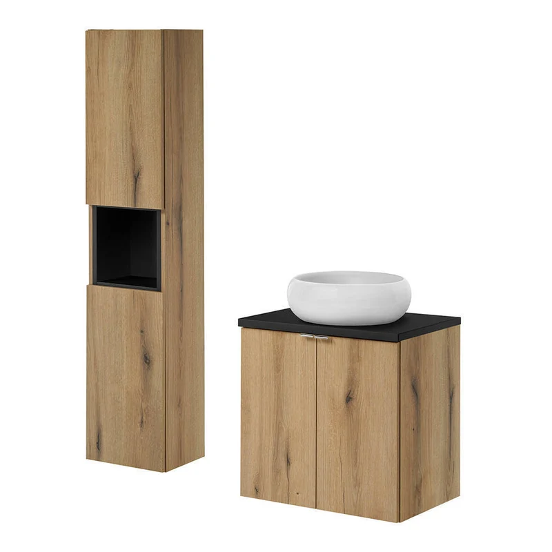 Lavabo Skelbolu con armario alto [en.casa]