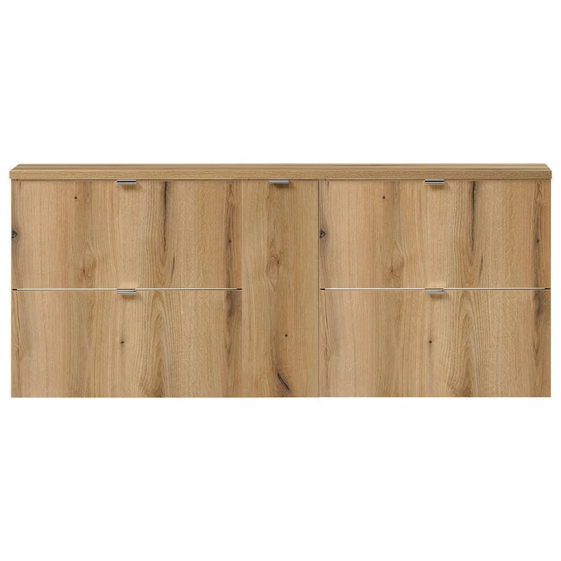 Lavabo doble Skelbolu 140x60x40 cm con puertas y cajones roble [en.casa]