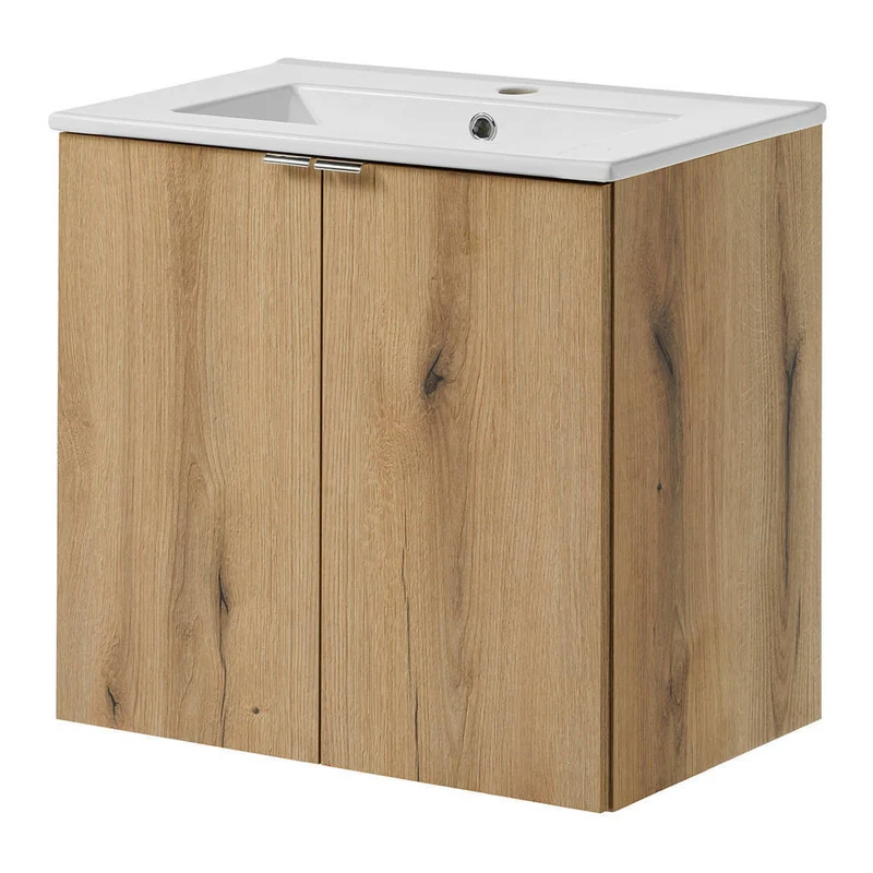 Lavabo Skelbolu con puertas en aspecto roble [en.casa]