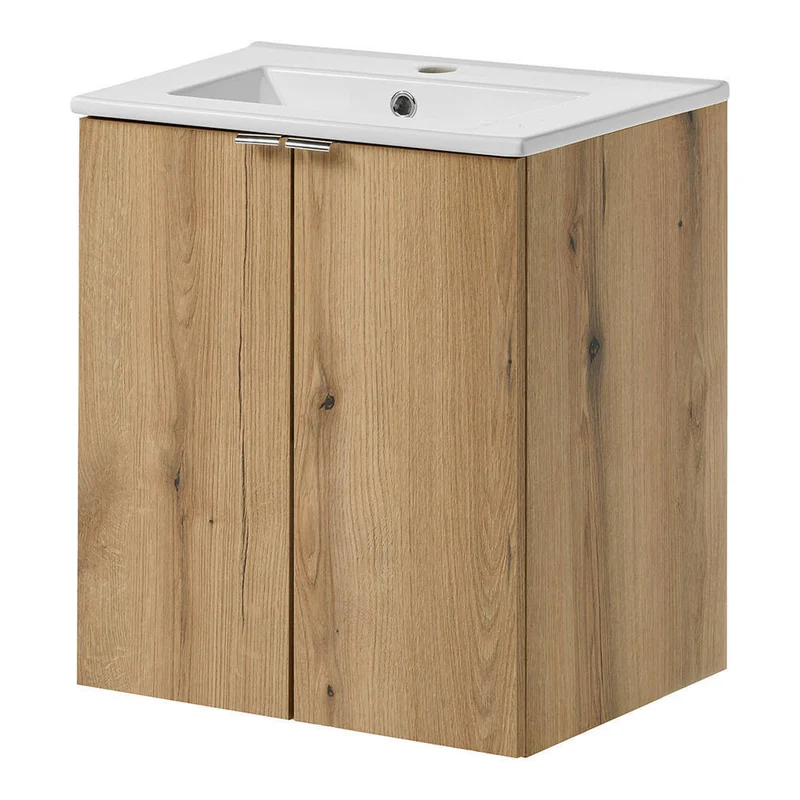 Lavabo Skelbolu con puertas en aspecto roble [en.casa]
