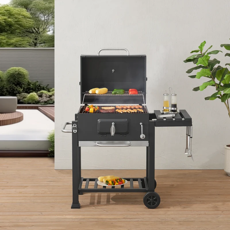 Carro de barbacoa Arnad negro [casa.pro]