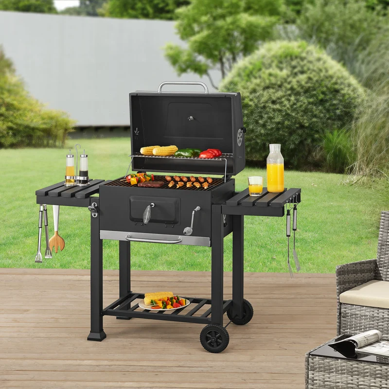 Carro de barbacoa Arnad negro [casa.pro]