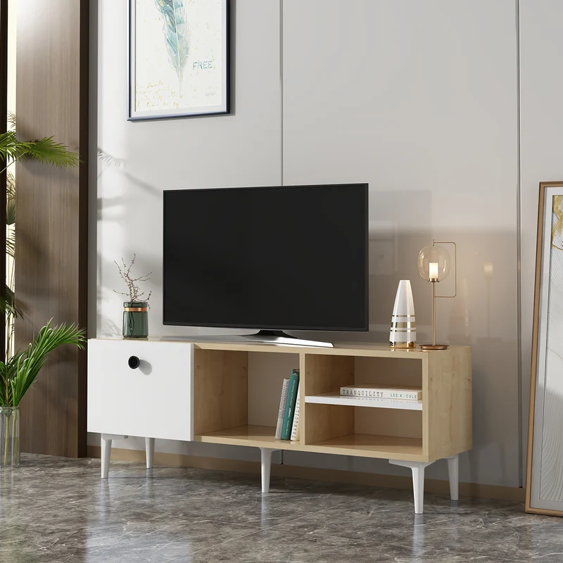 Mesa de televisión Nannestad 45x120x30 cm en varios colores [en.casa]