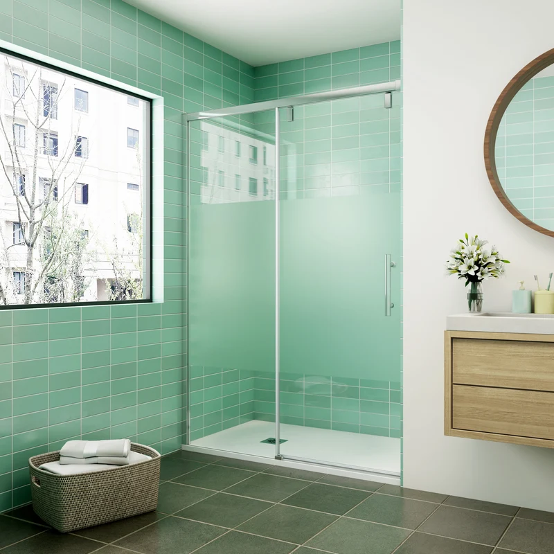 liquidacion 120x190CM MAMPARA DE DUCHA CORREDERA, CRISTAL TEMPLADO DE 6 MM CON TRATAMIENTO ANTICAL ESAYCLEAN, 1 FIJO +1 PUERTA CORREDERA