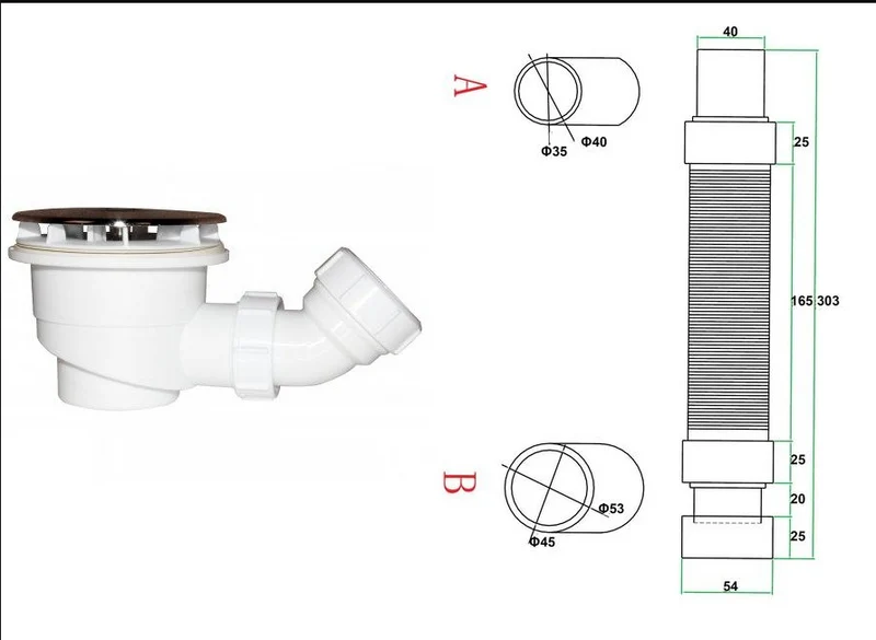 Plato de Ducha Rectangular y Cuadrado para Mamparas + Accesorios de desagüe